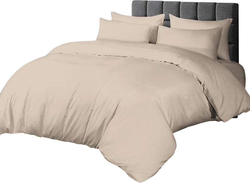 Siesta Zen مجموعة أغطية لحاف سييستا زين بريميوم 100% قطن مصري - مزدوج 210x210 سم مع 2 غطاء وسادة، موكا - Image 2